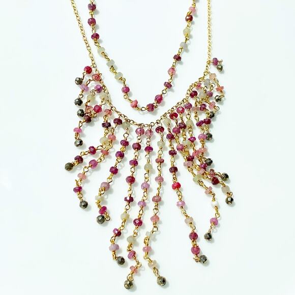 NEW Anthropologie x Ela Rae Freda 2 Layer Ruby Necklace - Picture 12 of 16